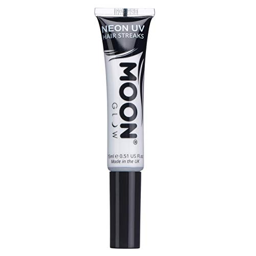 Moon Glow Neon UV-Haarfarbe Strähnen, Haar-Mascara, temporäre auswaschbare Haarfarbe, leuchtende Neonfarbe, leuchtet unter UV-Beleuchtung (weiß, 15 ml (1 Stück)) von Moon Glow