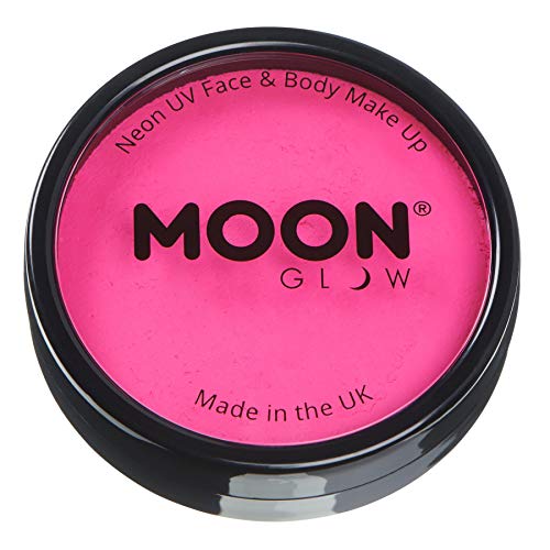 Moon Glow Pro Intensiv Neon UV-Gesichts- und Körperbemalung in Kuchentöpfen, professionelles wasserbasiertes Gesichtsbemalungs-Make-up für Erwachsene und Kinder, 36 g (Intensivrosa) von Moon Glow