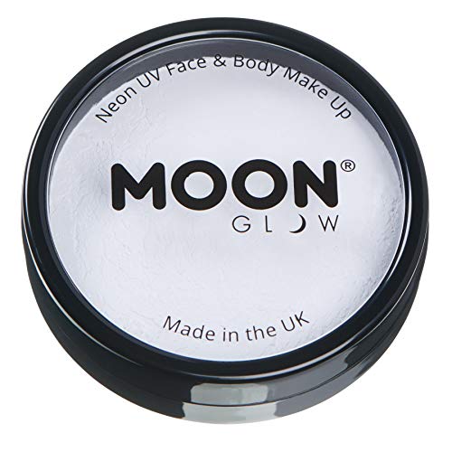 Moon Glow Pro Intensiv Neon-UV-Gesichts- und Körperbemalung in Kuchentöpfen, professionelles wasserbasiertes Gesichtsbemalungs-Make-up für Erwachsene und Kinder, 36 g (weiß) von Moon Glow