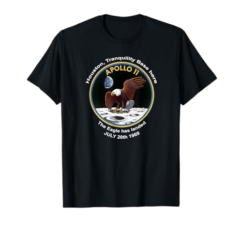 NASA Apollo 11 Flight Patch The Eagle hat gelandet T-Shirt T-Shirt von Moon Landing, offiziell genehmigte NASA Shirts