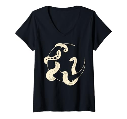 Damen Moon Serpent Moon Phasen Space Snake Damen Herren Kind Halloween T-Shirt mit V-Ausschnitt von Moon Serpent Moon Phases Space Snake Women Men Tee