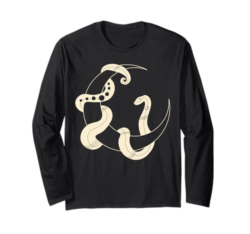 Moon Serpent Moon Phasen Space Snake Damen Herren Kind Halloween Langarmshirt von Moon Serpent Moon Phases Space Snake Women Men Tee