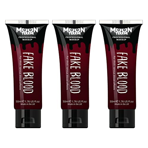 Moon Terror Pro FX Kunstblut, SFX-Make-up für Halloween-Vampir-Zombie-Theater, Spezialeffekt-Make-up (Rot, 50 ml (3er-Pack)) von Moon Terror