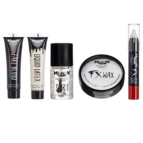 Moon Terror Pro SFX Halloween-Spezialeffekt-Make-up-Set, Kunstblut, Flüssiglatex, Modellierwachs, Kaugummi, FX-Make-up (5 Stück (1 Stück)) von Moon Terror