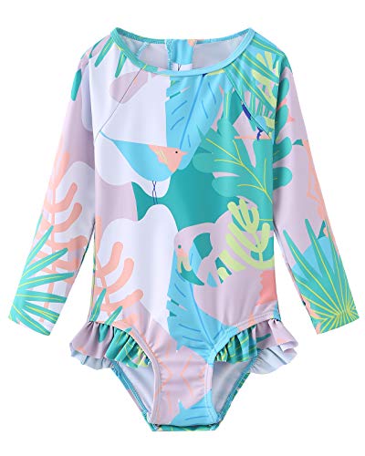 Baby Mädchen Einteiliger Badeanzug Kleinkind Langarm Schwimmanzug Kinder Hawaiian Bademode Tukan 80/86 12-18 Monate von Moon Tree