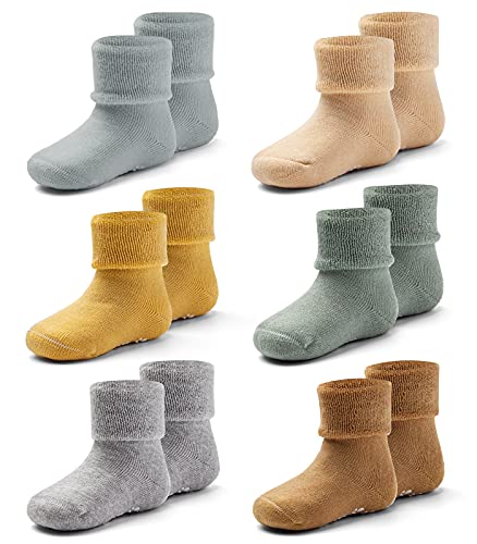 Baby Warme Wintersocken Baby Jungen Anti Rutsch Socken Baby Mädchen Dicke ABS Socken 6er Pack 12-18/12-24 Monate von Moon Tree