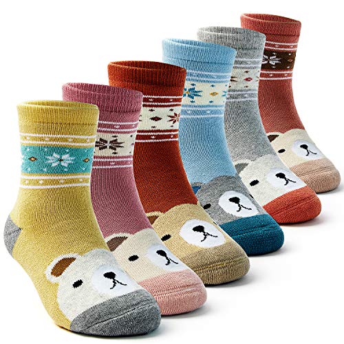 Kindersocken Mädchen Warme Wintersocken Kinder Dicke Baumwollsocken 6er Pack 31-34/8-10 Jahre von Moon Tree