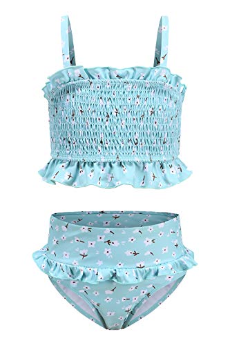 Moon Tree Großes Mädchen Bikini Badeanzug Rüschen Hawaiian Badeanzug Strand Blumen 11-12 Jahre Alt/152 von Moon Tree