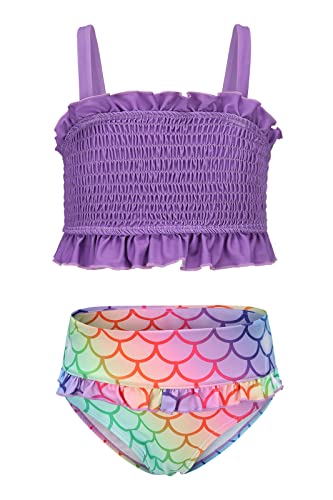 Moon Tree Großes Mädchen Bikini Set Geteilter Badeanzug Rüschen Hawaiian Bademode Lila 11-12 Jahre/146-152 von Moon Tree