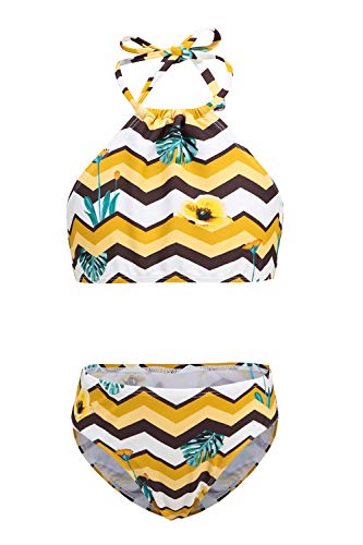 Moon Tree Großes Mädchen Bikini Sets Badeanzug Hawaiian Badeanzug Strand Gelb 13-14 Jahre/164 von Moon Tree