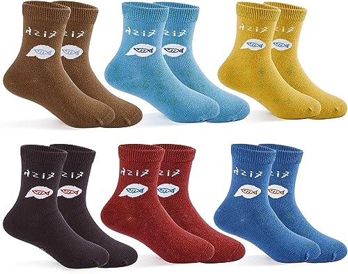 Moon Tree Junge Baumwoll Socken Kinder Nahtlose bequeme Sportsocken Socken in Vier Jahreszeiten 6er Pack 24-26/3-5 Jahre von Moon Tree