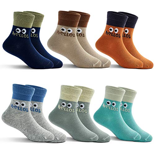 Moon Tree Junge Baumwoll Socken Kinder Nahtlose bequeme Sportsocken Socken in Vier Jahreszeiten 6er Pack 31-34/10-13 Jahre von Moon Tree