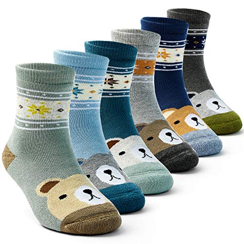 Moon Tree Kindersocken Jungen Warme Wintersocken Kinder Dicke Baumwollsocken 6er Pack 27-30/5-7 Jahre von Moon Tree