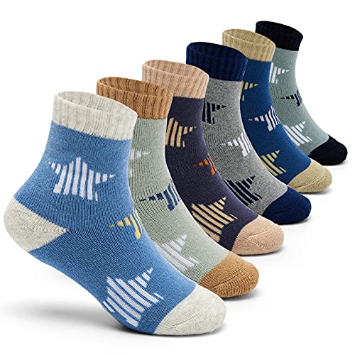 Moon Tree Kindersocken Jungen Warme Wintersocken Kinder Dicke Baumwollsocken 6er Pack 31-34/8-10 Jahre von Moon Tree