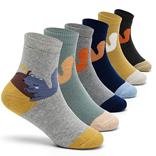 Moon Tree Kindersocken Jungen Warme Wintersocken Kinder Dicke Baumwollsocken 6er Pack 31-34/8-10 Jahre von Moon Tree