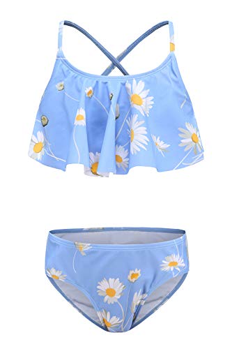 Moon Tree Kleine Mädchen Bikini Badeanzug Rüschen Hawaiian Badeanzug Strand 3-4 Jahre/104 von Moon Tree