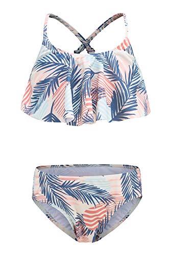 Moon Tree Kleine Mädchen Bikini Badeanzug Rüschen Hawaiian Badeanzug Strand 4-5 Jahre/110 von Moon Tree