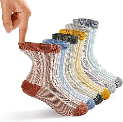 Moon Tree Mädchen Baumwoll Socken Kinder Nahtlose bequeme Sportsocken Socken in Vier Jahreszeiten 6er Pack 27-30/5-7 Jahre von Moon Tree