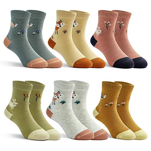 Moon Tree Mädchen Baumwoll Socken Kinder Nahtlose bequeme Sportsocken Socken in Vier Jahreszeiten 6er Pack 27-30/5-7 Jahre von Moon Tree