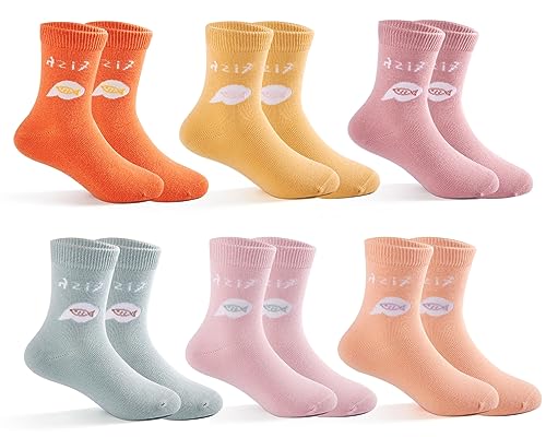 Moon Tree Mädchen Baumwoll Socken Kinder Nahtlose bequeme Sportsocken Socken in Vier Jahreszeiten 6er Pack 23-26/3-5 Jahre von Moon Tree