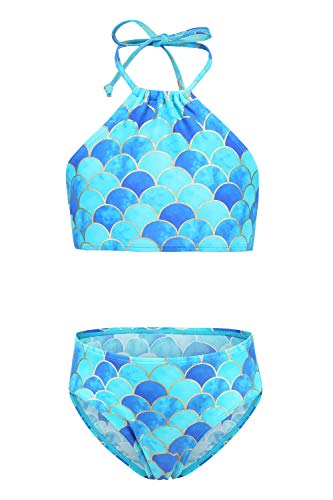 Moon Tree Mädchen Bikini Sets Badeanzug Hawaiian Badeanzug Strand Blaue Meerjungfrau 5-6 Jahre/116 von Moon Tree