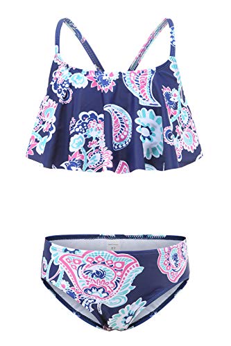 Moon Tree Mädchen Bikini Badeanzug Rüschen Hawaiian Badeanzug Strand 7-8 Jahre/134 von Moon Tree