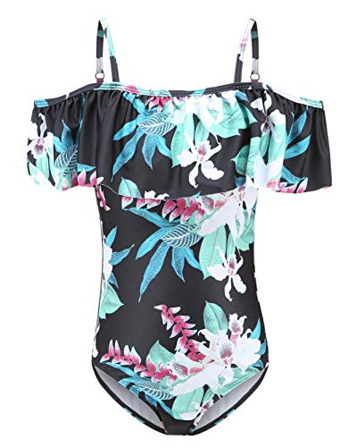 Moon Tree Mädchen Einteiliger Badeanzug Rüschen Hawaiian Badeanzug Strand 158 164/13-14 Jahre von Moon Tree