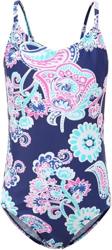 Moon Tree Mädchen Einteiliger Badeanzug Hawaiian Bademode Strand Blau 128/7-8 Jahre von Moon Tree