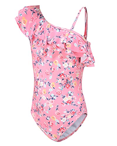 Moon Tree Mädchen Einteiliger Badeanzug Rüschen Hawaiian Bademode Strand Rosa 134 140/9-10 Jahre von Moon Tree