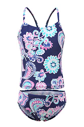Moon Tree Mädchen Geteilter Badeanzug Tankini Hawaiian Badeanzug Strand 5-6 Jahre Alt/116 von Moon Tree