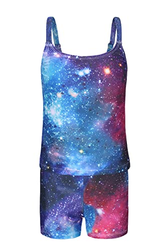 Moon Tree Mädchen Geteilter Tankini Badeanzug Hawaiian Badeanzug Strand 7-8 Jahre/128 von Moon Tree