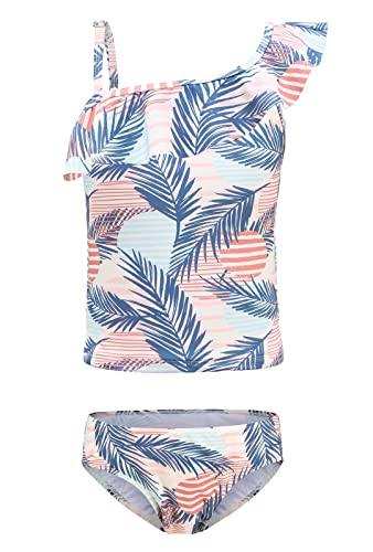 Moon Tree Mädchen Geteilter Tankini Badeanzug Rüschen Hawaiian Badeanzug Strand 7-8 Jahre /134 von Moon Tree