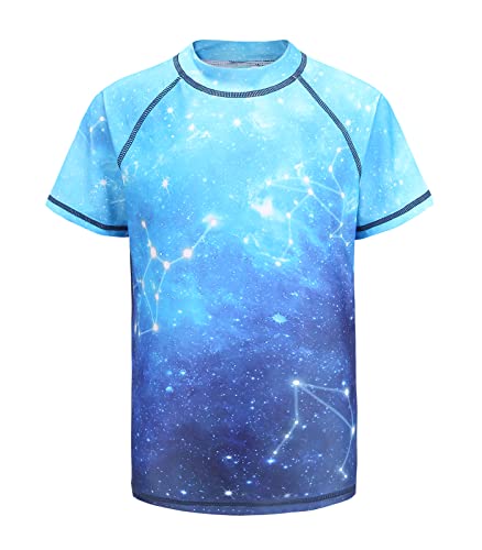 Moon Tree Schwimmshirt Jungen Kurzarm Rashguard Kinder Schnelltrocknendes Badeshirt für Jungen Badeanzug 140/9-10 Jahre von Moon Tree