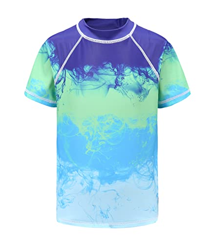 Moon Tree Schwimmshirt Jungen Kurzarm Rashguard Kinder Schnelltrocknendes Badeshirt für Jungen Badeanzug 116/5-6 Jahre von Moon Tree