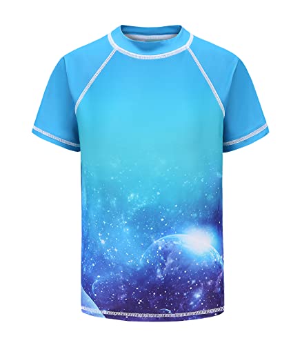 Moon Tree Schwimmshirt Jungen Kurzarm Rashguard Kinder Schnelltrocknendes Badeshirt für Jungen Badeanzug 140/9-10 Jahre von Moon Tree