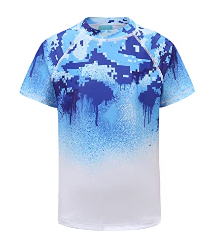 Moon Tree Schwimmshirt Jungen Kurzarm Rashguard Kinder Schnelltrocknendes Badeshirt für Jungen Badeanzug 140/9-10 Jahre von Moon Tree