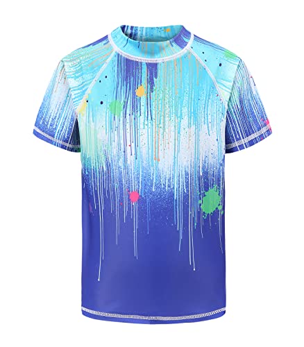 Moon Tree Schwimmshirt Jungen Kurzarm Rashguard Kinder Schnelltrocknendes Badeshirt für Jungen Badeanzug 140/9-10 Jahre von Moon Tree