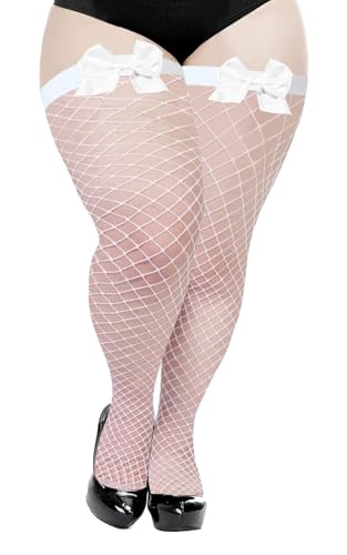 Moon Wood Damen Netzstrümpfe Halterlos mit Schleifen Halterlose Strümpfe Sexy Overknees Fishnet Stockings Weiß XXL Moon Wood Damen Netzstrümpfe Halterlos mit Schleifen Halterlose Strümpfe Sexy Overknees Fishnet Stockings Weiß XXL von Moon Wood
