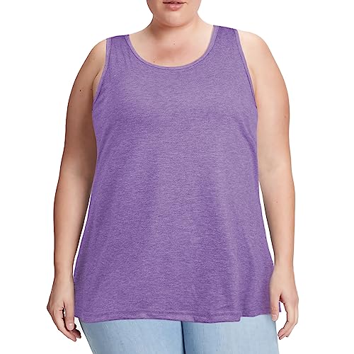 Moon Wood Tanktop Damen Lang Sommer Tops U-Ausschnitt Sport Longtops Ärmellos Oberteile Tank Top Große Größen Lila 5XL von Moon Wood