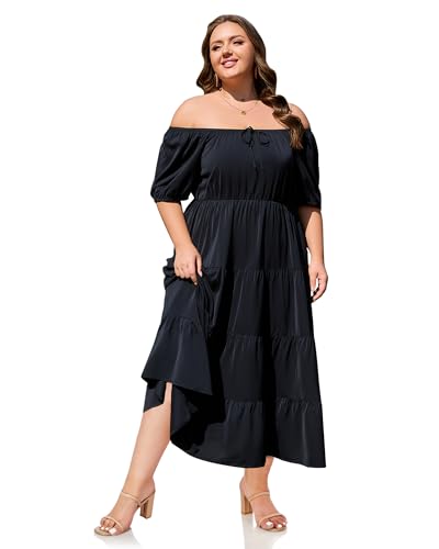 Moon Wood Damen Sommerkleid Freizeit Boho BlumenKleid MaxiKleid mit Square Neck und Kurzarm schwarz XXL Moon Wood Damen Sommerkleid Freizeit Boho BlumenKleid MaxiKleid mit Square Neck und Kurzarm schwarz XXL von Moon Wood