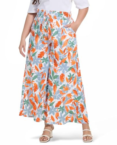 Moon Wood Hose Weites Bein Damen Sommer Boho Freizeit Lässig Stoffhose mit Rüschen Elastische Hohe Taille Palazzo Hosen mit Taschen Große Größen 3XL Floral 01 Moon Wood Hose Weites Bein Damen Sommer Boho Freizeit Lässig Stoffhose mit Rüschen Elastische Hohe Taille Palazzo Hosen mit Taschen Große Größen 3XL Floral 01 von Moon Wood