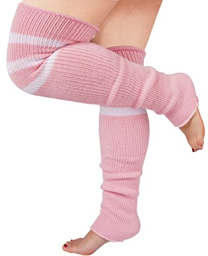 Moon Wood Stulpen Damen Lange Gestrickt Beinstulpen Beinwärmer Overknees Stiefel Socken Leg Warmers mit Garter Große Größe von Moon Wood