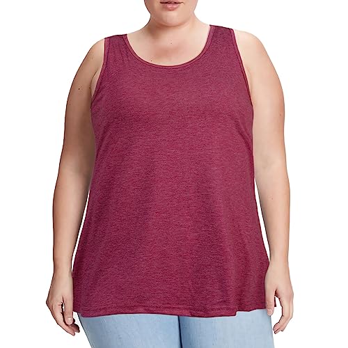 Moon Wood Tanktop Damen Lang Sommer Tops U-Ausschnitt Sport Longtops Ärmellos Oberteile Tank Top Große Größen Rotwein 4XL von Moon Wood