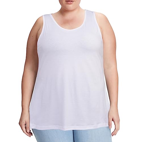 Moon Wood Tanktop Damen Lang Sommer Tops U-Ausschnitt Sport Longtops Ärmellos Oberteile Tank Top Große Größen Weiß 4XL von Moon Wood