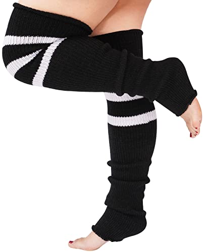 Plus Size Leg Warmers for Women, Long Knit Leg Warmers Over Knee Thigh High Sock, Schwarz und Weiß, Mehr von Moon Wood