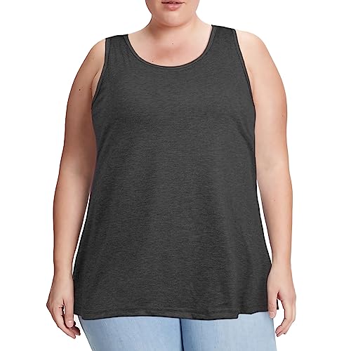 Moon Wood Tanktop Damen Lang Sommer Tops U-Ausschnitt Sport Longtops Ärmellos Oberteile Tank Top Große Größen Grau 4XL von Moon Wood