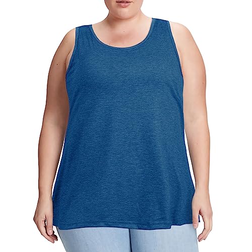 Moon Wood Tanktop Damen Lang Sommer Tops U-Ausschnitt Sport Longtops Ärmellos Oberteile Tank Top Große Größen Marineblau 5XL von Moon Wood