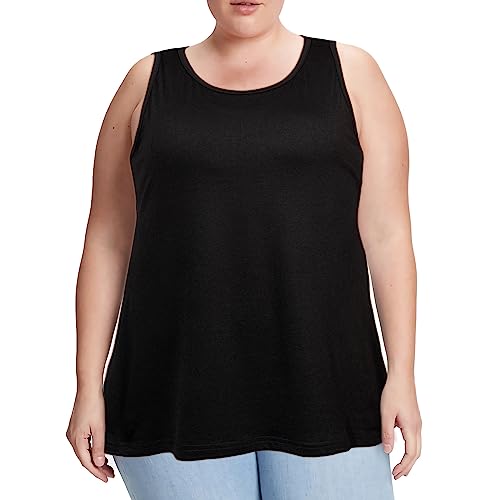 Moon Wood Tanktop Damen Lang Sommer Tops U-Ausschnitt Sport Longtops Ärmellos Oberteile Tank Top Große Größen Schwarz 5XL von Moon Wood