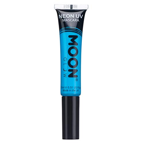 Moon Glow Neon UV-Mascara, Blau, leuchtende Neonfarbe, leuchtet unter UV-Beleuchtung, Neon-Make-up (Intensives Blau, 15 ml (1 Stück)) von Moon Glow