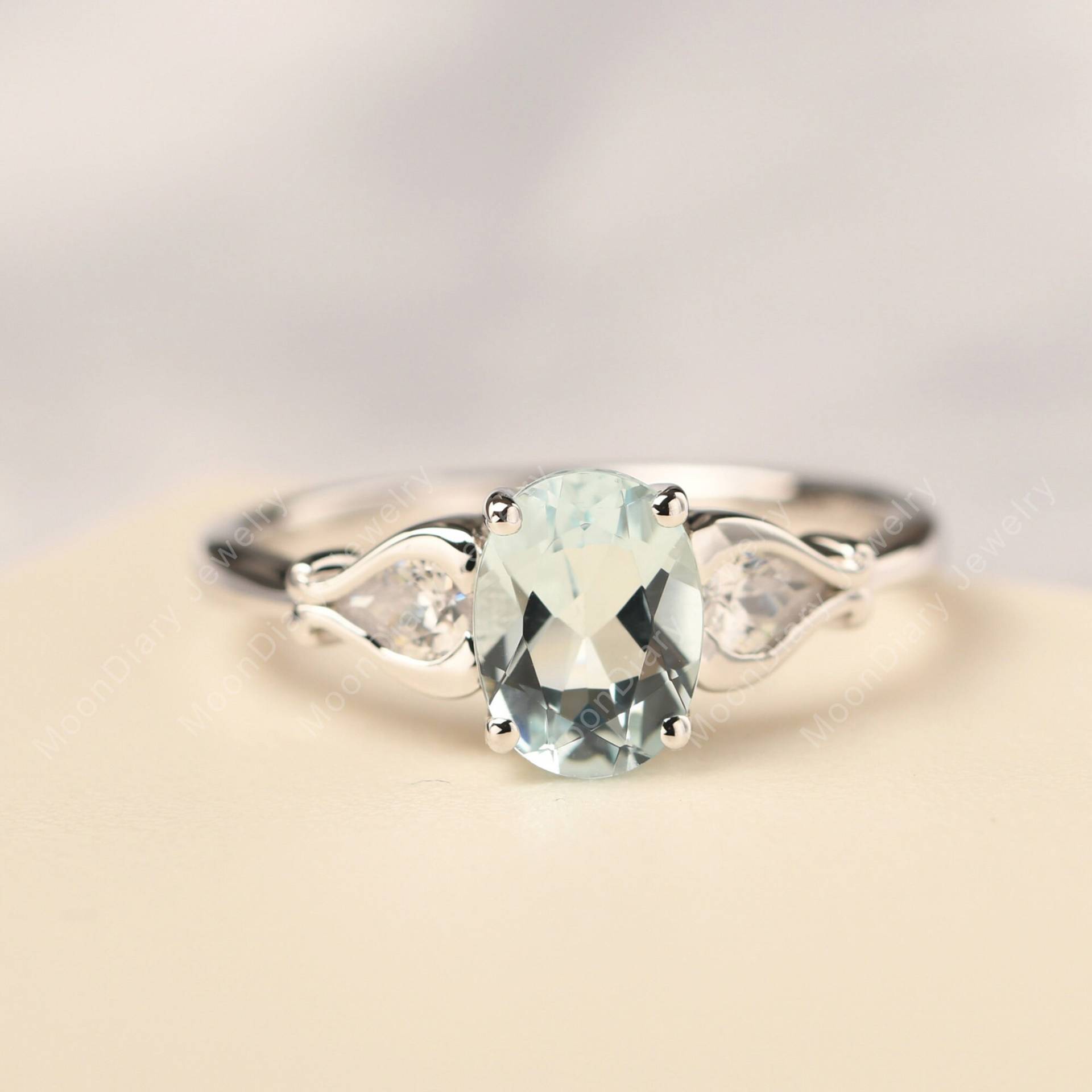 Personalisierter Geburtsstein Ring Aquamarin 925 Sterling Silber von MoonDiaryJewelry